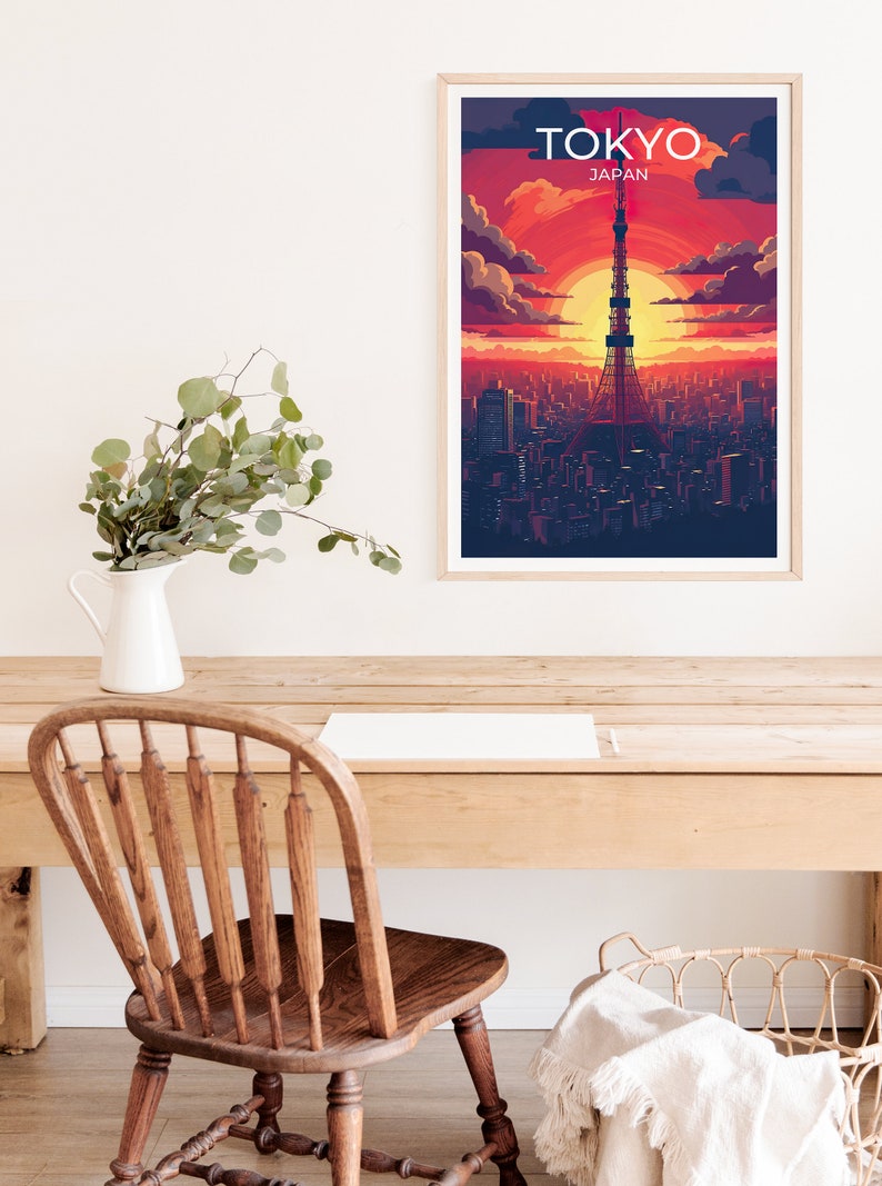 Tokyo Poster, Tokyo Tower Wall Art, Tokyo Print, Tokyo Travel Poster, Tokyo Tower Art, Japan Poster, Poster Art, Wall Decor