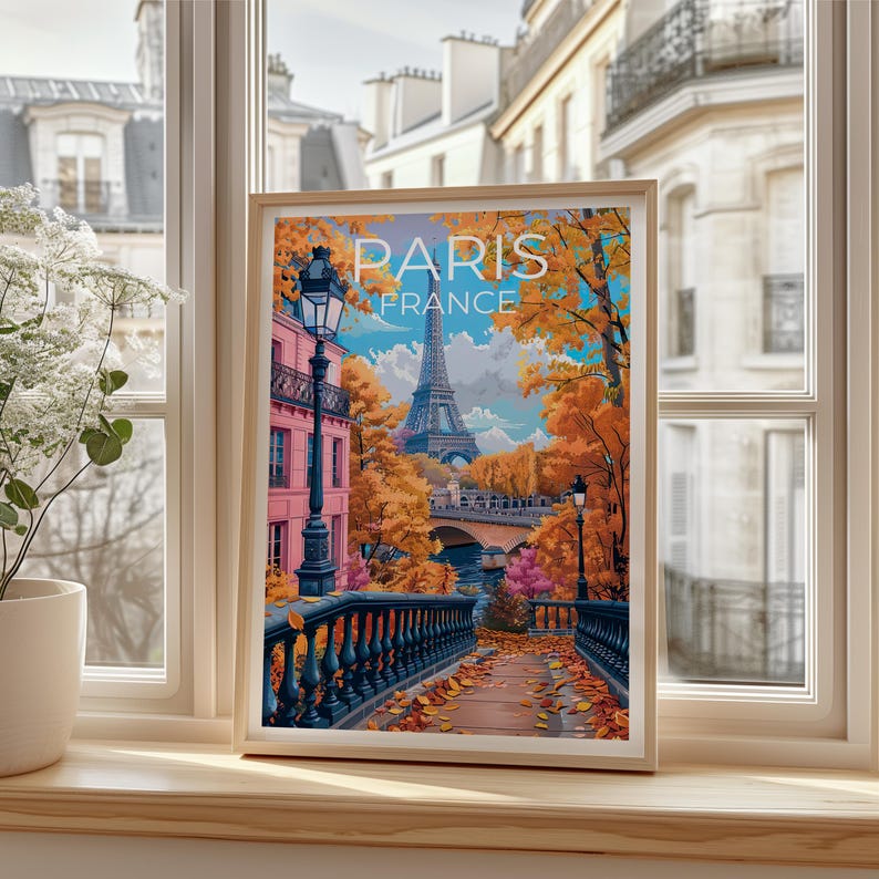 Paris Poster, France Travel Print, Europe Art, Paris Street Illustration, Landscape Poster, Scenic Wall Art, Home Decor, Birthday Gift