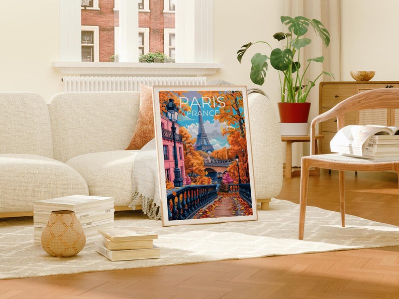 Paris Poster, France Travel Print, Europe Art, Paris Street Illustration, Landscape Poster, Scenic Wall Art, Home Decor, Birthday Gift