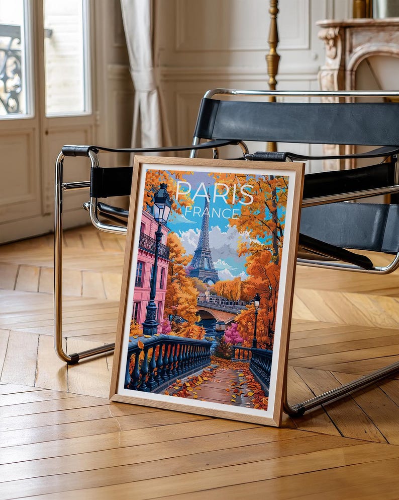 Paris Poster, France Travel Print, Europe Art, Paris Street Illustration, Landscape Poster, Scenic Wall Art, Home Decor, Birthday Gift