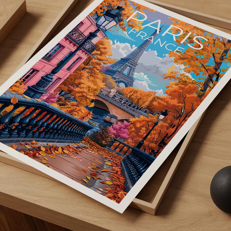 Paris Poster, France Travel Print, Europe Art, Paris Street Illustration, Landscape Poster, Scenic Wall Art, Home Decor, Birthday Gift