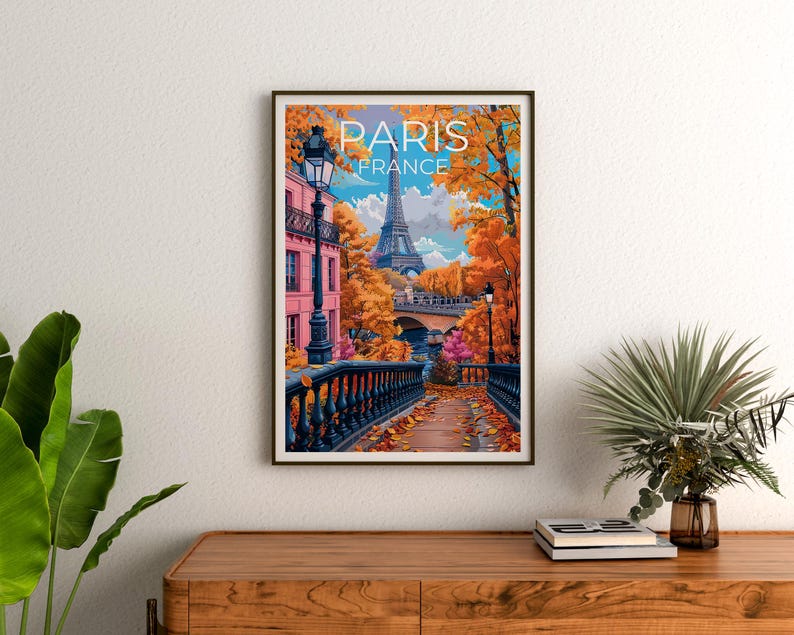 Paris Poster, France Travel Print, Europe Art, Paris Street Illustration, Landscape Poster, Scenic Wall Art, Home Decor, Birthday Gift