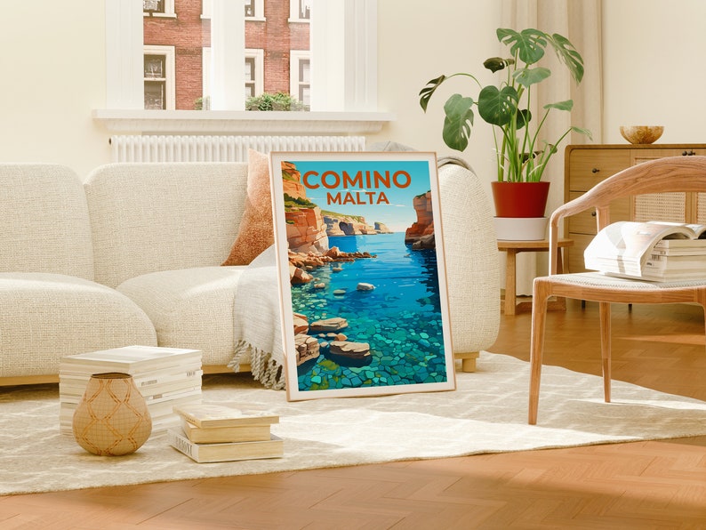Comino Travel Poster, Malta Wall Art, Malta Print, Comino Poster, Malta Poster, Island Poster, Comino Gift
