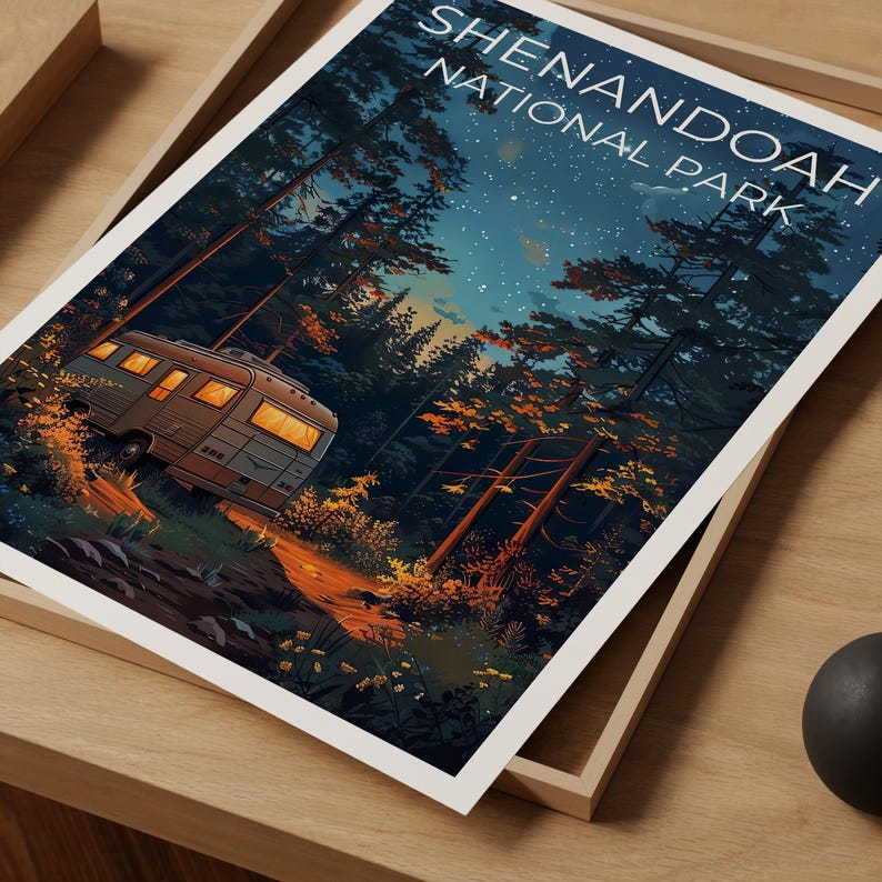 Shenandoah National Park Print Poster, Virginia Wall Art, Virginia Poster, Travel Gift Idea, Shenandoah Illustration, Forest Poster