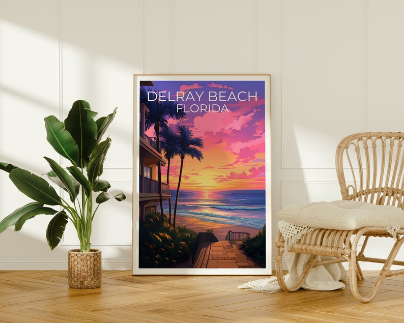 Affiche de Delray Beach, Impression de Delray Beach, Affiche de Floride, Impression de Floride, Affiche de voyage de Delray Beach, Art de plage, Art de Delray Beach