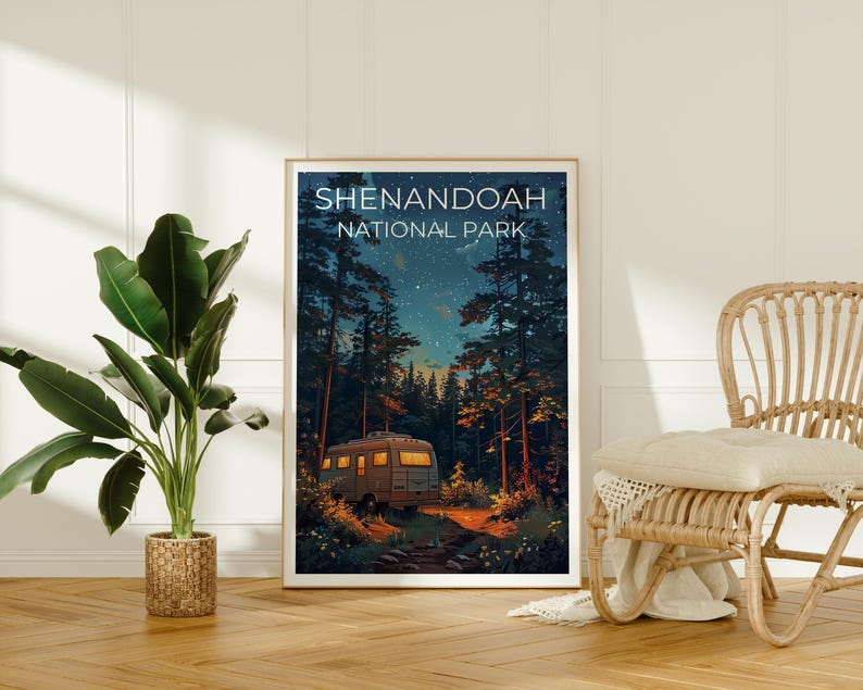 Shenandoah National Park Print Poster, Virginia Wall Art, Virginia Poster, Travel Gift Idea, Shenandoah Illustration, Forest Poster