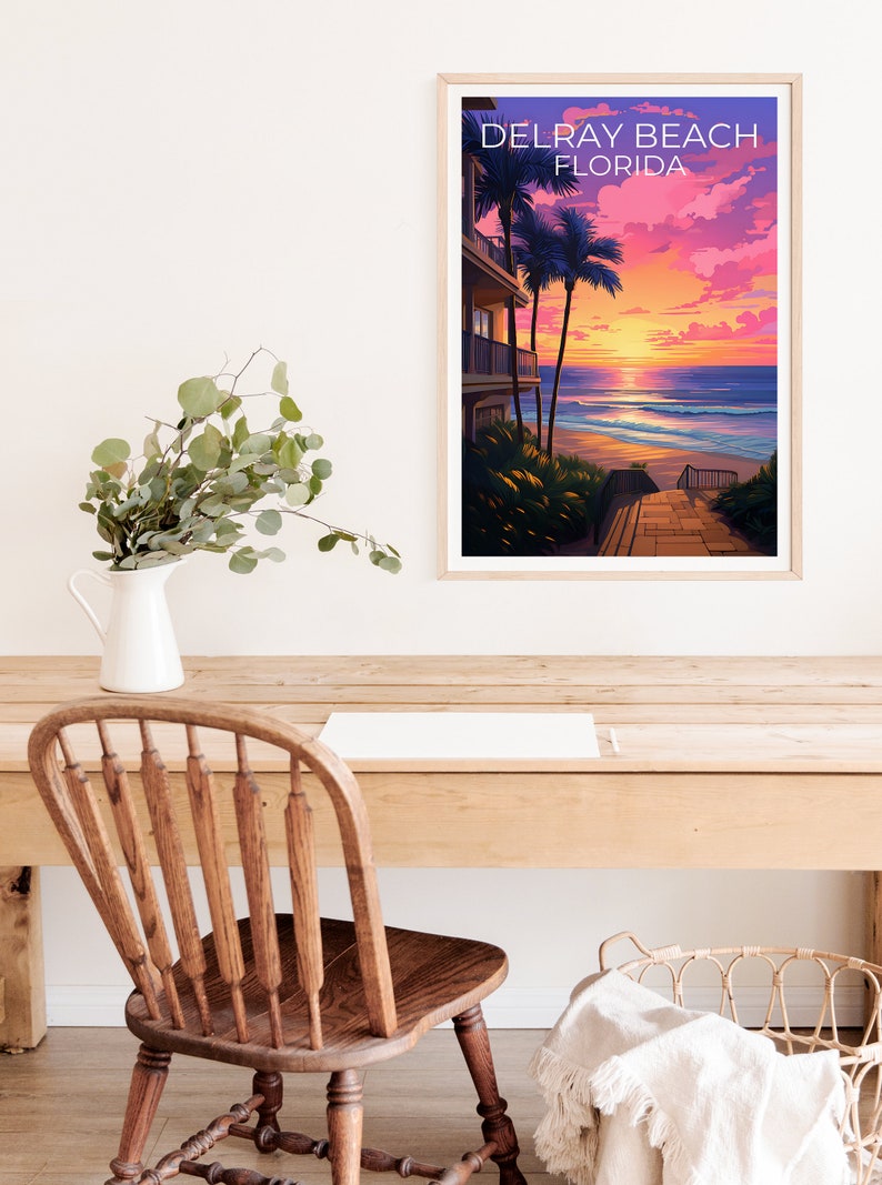 Affiche de Delray Beach, Impression de Delray Beach, Affiche de Floride, Impression de Floride, Affiche de voyage de Delray Beach, Art de plage, Art de Delray Beach