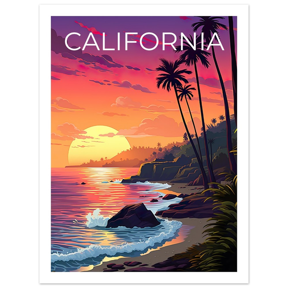 Affiche de voyage en Californie, art mural côtier, impression côtière, affiche de Californie, affiche côtière, affiche nature, art de la Californie
