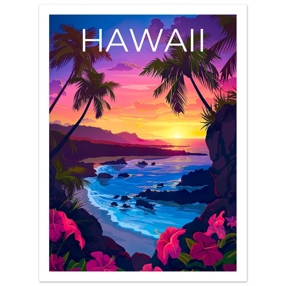 Hawaii Poster, Hawaii Print, Tropical Island Poster, Island Print, Hawaii Travel Poster, Hiking Poster, Hawaii Art