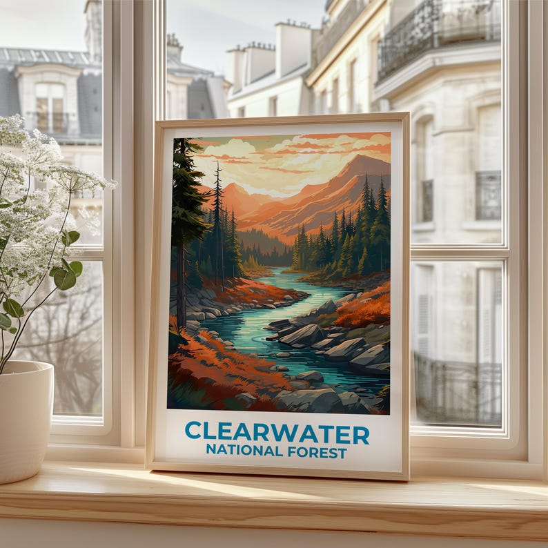 Clearwater National Forest Travel Print Idaho Poster Nez Pierce Wall Art Clearwater Forest Poster Home Decor Birthday Gift