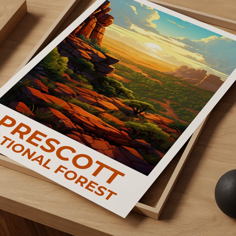 Affiche de voyage de la forêt de Prescott, art mural de l'Arizona, impression de l'Arizona, affiche de la forêt de Prescott, affiche de l'Arizona, affiche de la nature, art de la forêt de Prescott