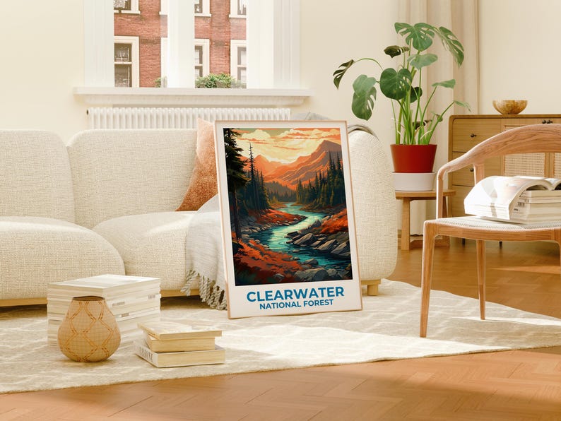Clearwater National Forest Travel Print Idaho Poster Nez Pierce Wall Art Clearwater Forest Poster Home Decor Birthday Gift