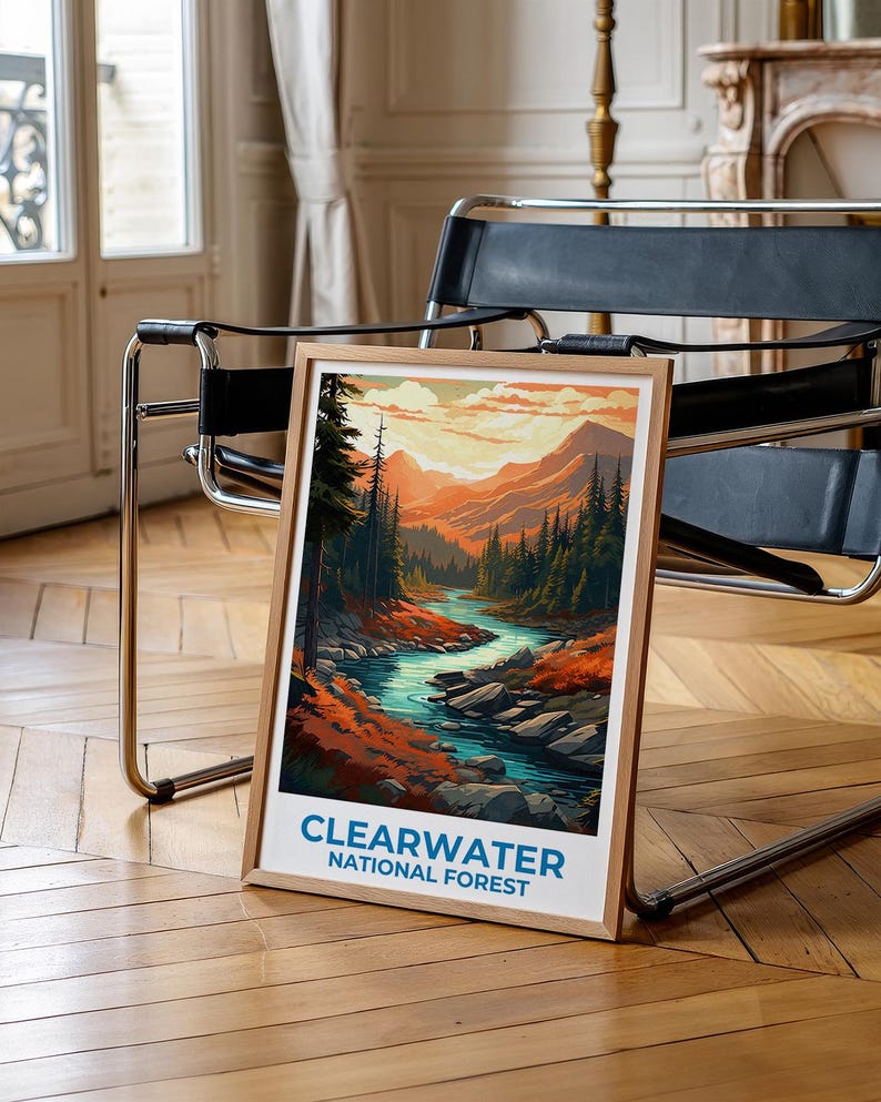 Clearwater National Forest Travel Print Idaho Poster Nez Pierce Wall Art Clearwater Forest Poster Home Decor Birthday Gift
