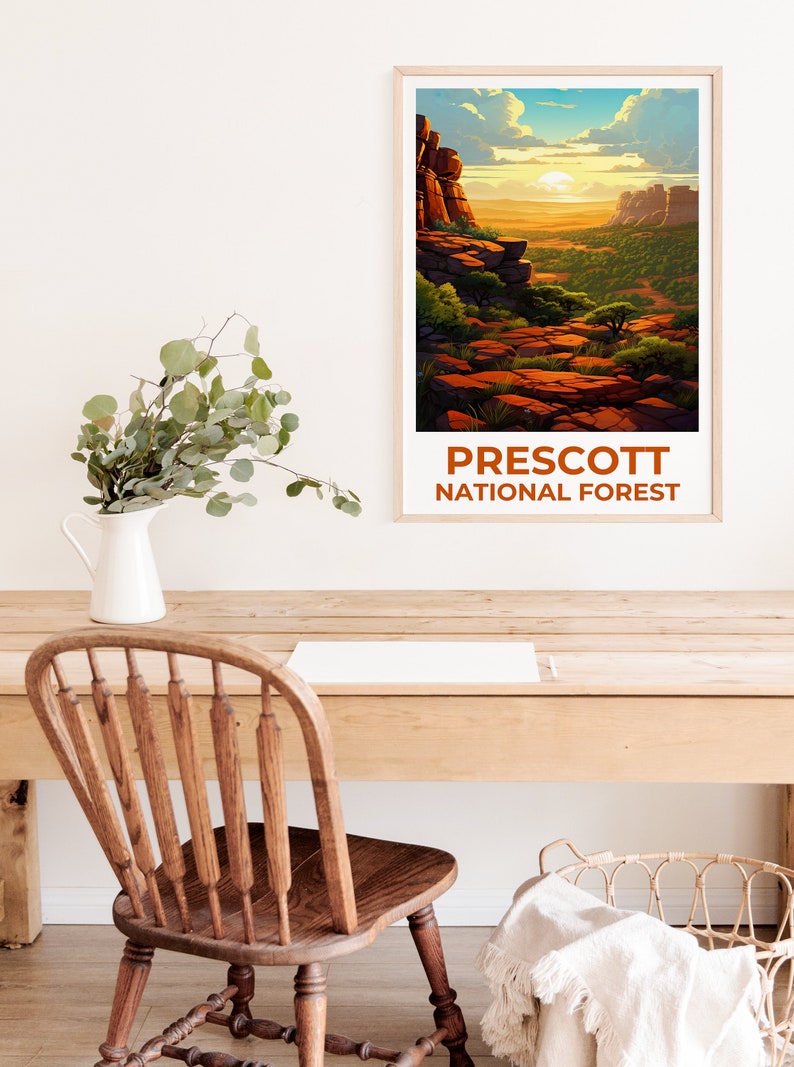 Affiche de voyage de la forêt de Prescott, art mural de l'Arizona, impression de l'Arizona, affiche de la forêt de Prescott, affiche de l'Arizona, affiche de la nature, art de la forêt de Prescott