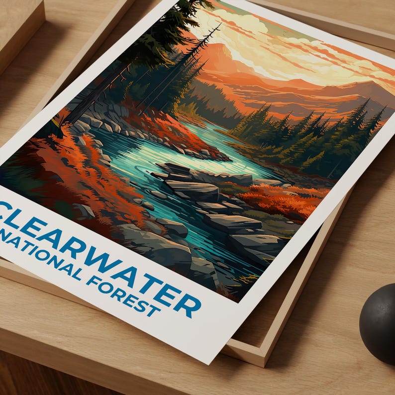 Clearwater National Forest Travel Print Idaho Poster Nez Pierce Wall Art Clearwater Forest Poster Home Decor Birthday Gift