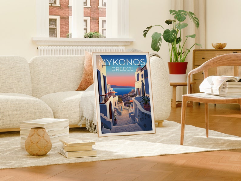 Mykonos Travel Poster, Greece Wall Art, Greece Print, Mykonos Poster, Greece Poster, City Poster, Mykonos Art