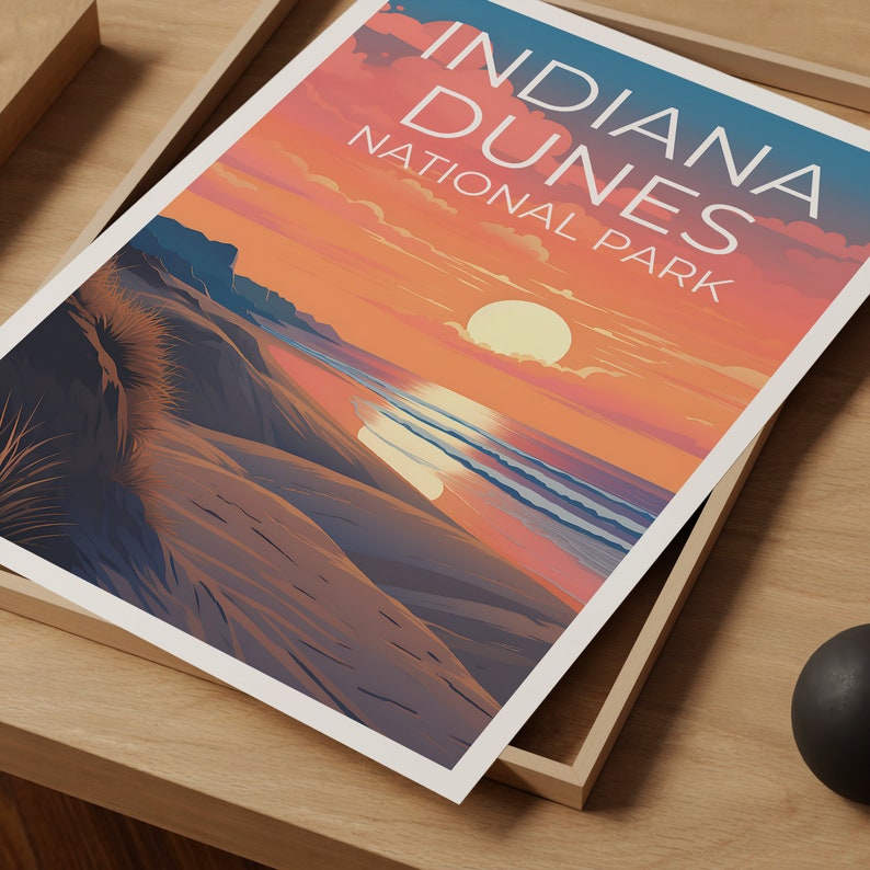 Affiche du parc national des dunes d'Indiana, art mural de l'Indiana, impression de l'Indiana, affiche des dunes, affiche des dunes d'Indiana,