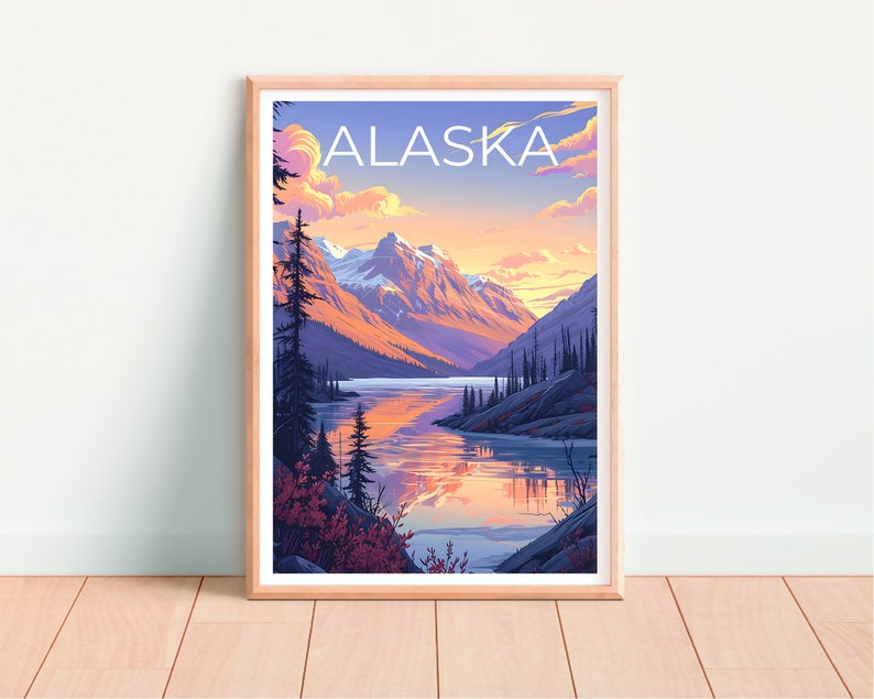 Alaska Travel Poster, Alaska Wall Art, Alaska Print, Alaska Poster, Mountain Poster, Nature Poster, Alaska Art