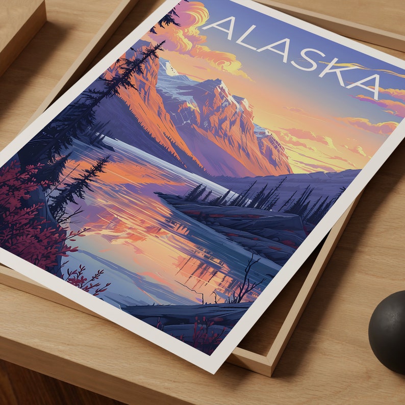 Alaska Travel Poster, Alaska Wall Art, Alaska Print, Alaska Poster, Mountain Poster, Nature Poster, Alaska Art