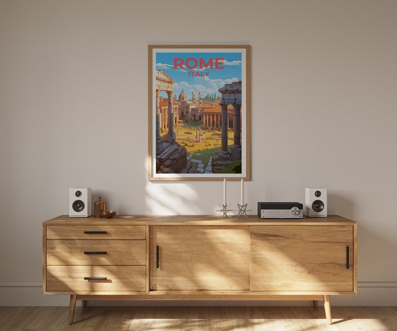 Rome Travel Poster, Italy Wall Art, Italy Print, Rome Poster, Roman Forum Poster, City Poster, Rome Art