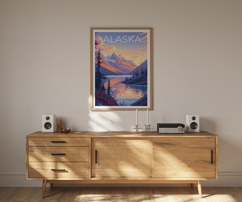 Alaska Travel Poster, Alaska Wall Art, Alaska Print, Alaska Poster, Mountain Poster, Nature Poster, Alaska Art