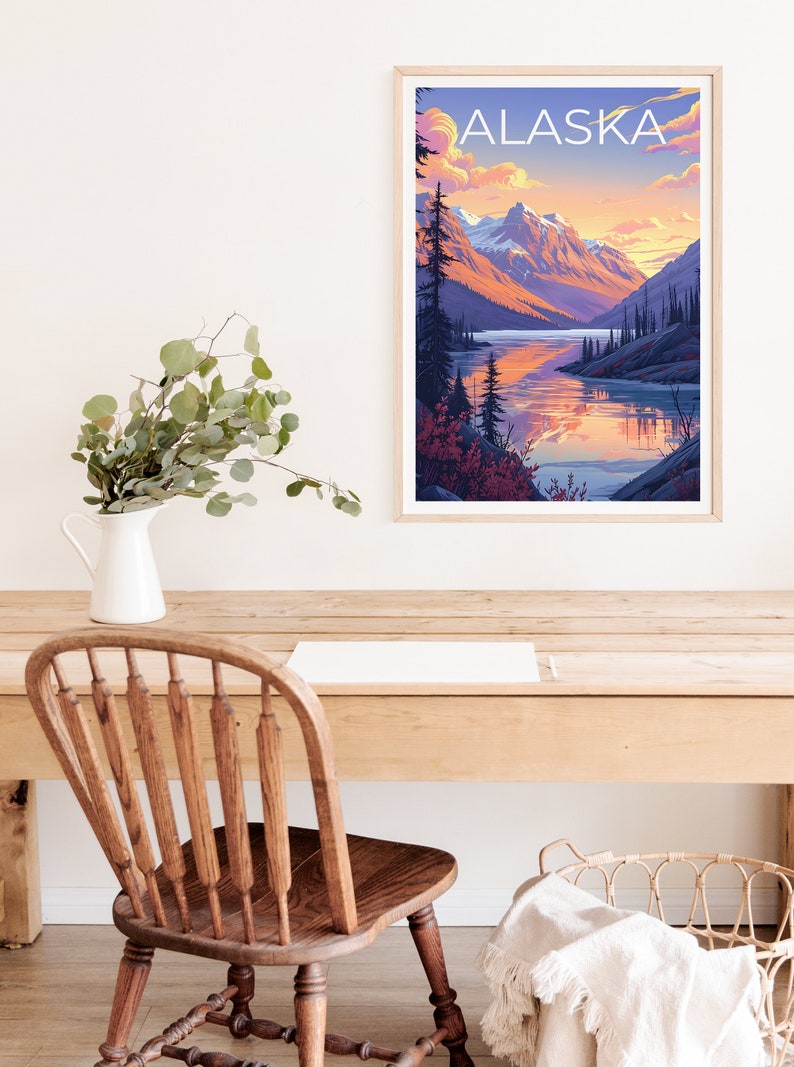 Alaska Travel Poster, Alaska Wall Art, Alaska Print, Alaska Poster, Mountain Poster, Nature Poster, Alaska Art