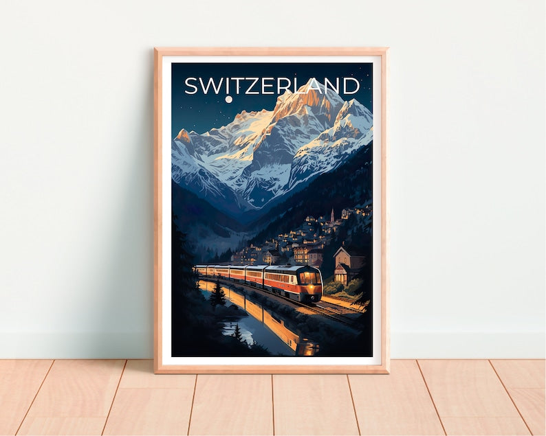 Switzerland Travel Poster, Interlaken Wall Art, Interlaken Print, Switzerland Poster, Interlaken Poster, Switzerland Art