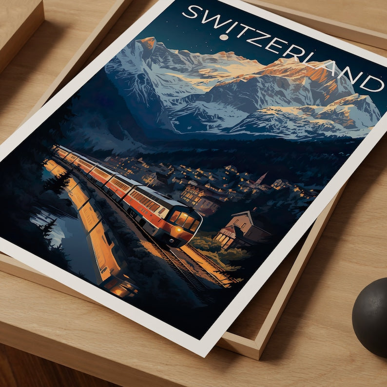 Switzerland Travel Poster, Interlaken Wall Art, Interlaken Print, Switzerland Poster, Interlaken Poster, Switzerland Art
