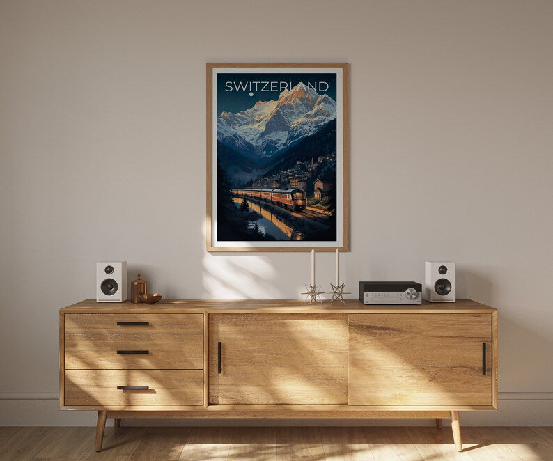 Switzerland Travel Poster, Interlaken Wall Art, Interlaken Print, Switzerland Poster, Interlaken Poster, Switzerland Art