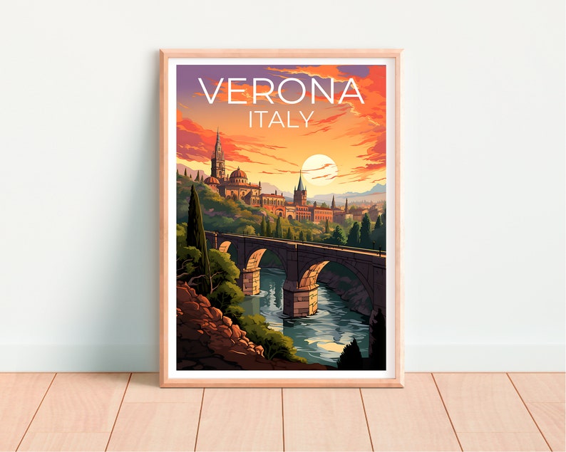Verona Travel Poster, Italy Wall Art, Italy Print, Verona Poster, Italy Poster, City Poster, Verona Art