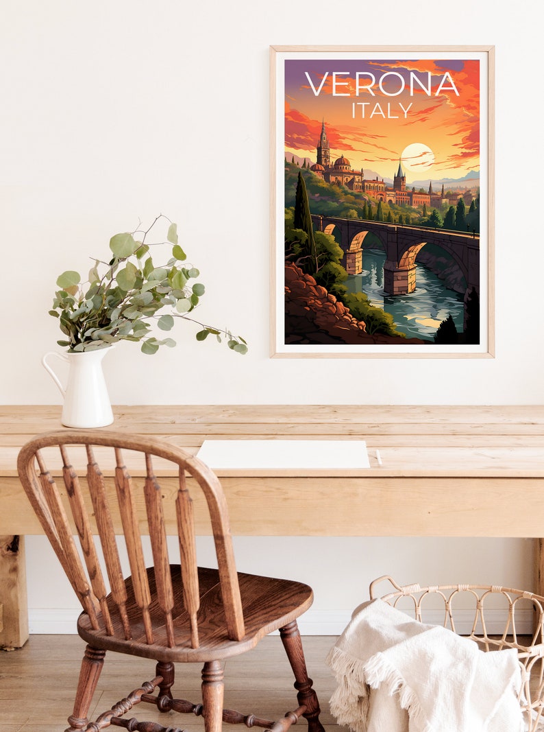 Verona Travel Poster, Italy Wall Art, Italy Print, Verona Poster, Italy Poster, City Poster, Verona Art