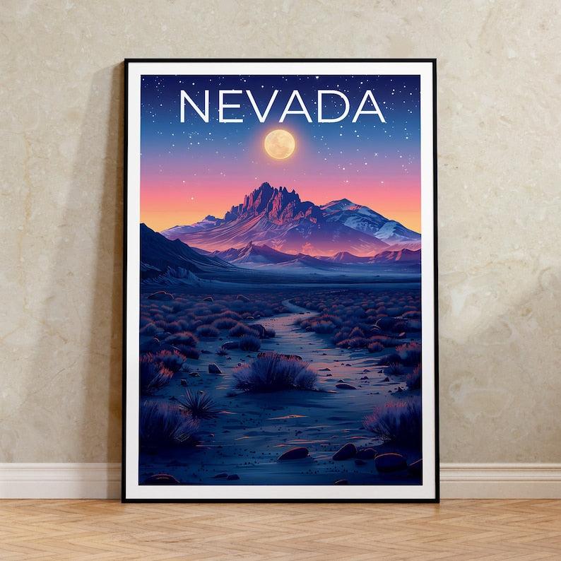 Nevada Poster, Nevada Print, Mountain Poster, Desert Print, Nevada Travel Poster, Mountain Art, Nevada Art