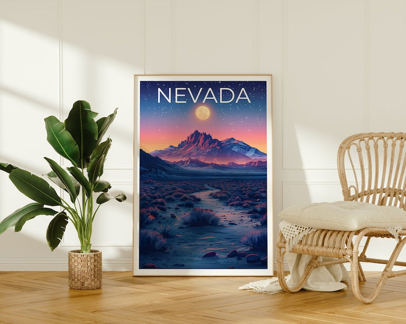 Nevada Poster, Nevada Print, Mountain Poster, Desert Print, Nevada Travel Poster, Mountain Art, Nevada Art
