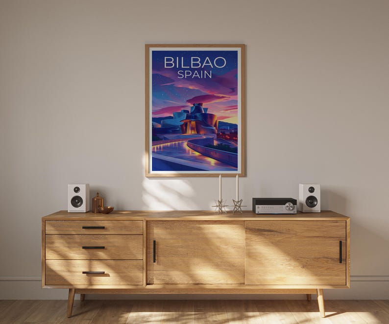 Bilbao Poster, Spain Print, Guggenheim Museum Poster, Spain Art, Spain Illustration, Europe Poster, Spain Gift, Home Decor, Birthday Gift