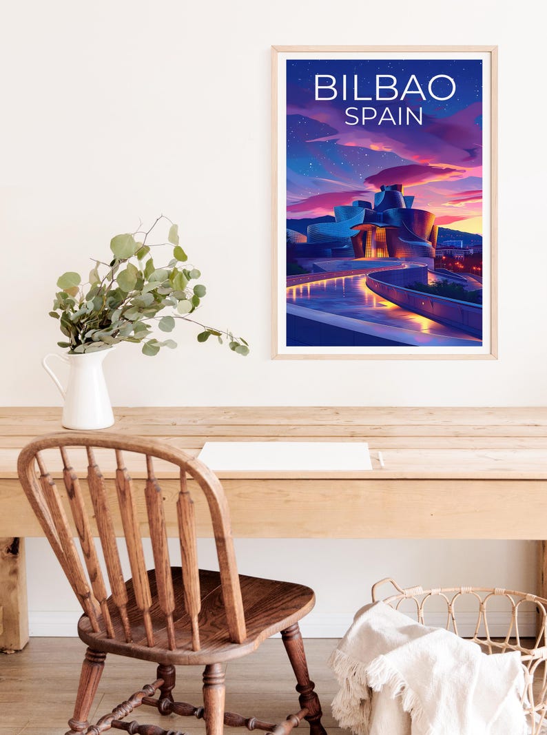 Bilbao Poster, Spain Print, Guggenheim Museum Poster, Spain Art, Spain Illustration, Europe Poster, Spain Gift, Home Decor, Birthday Gift