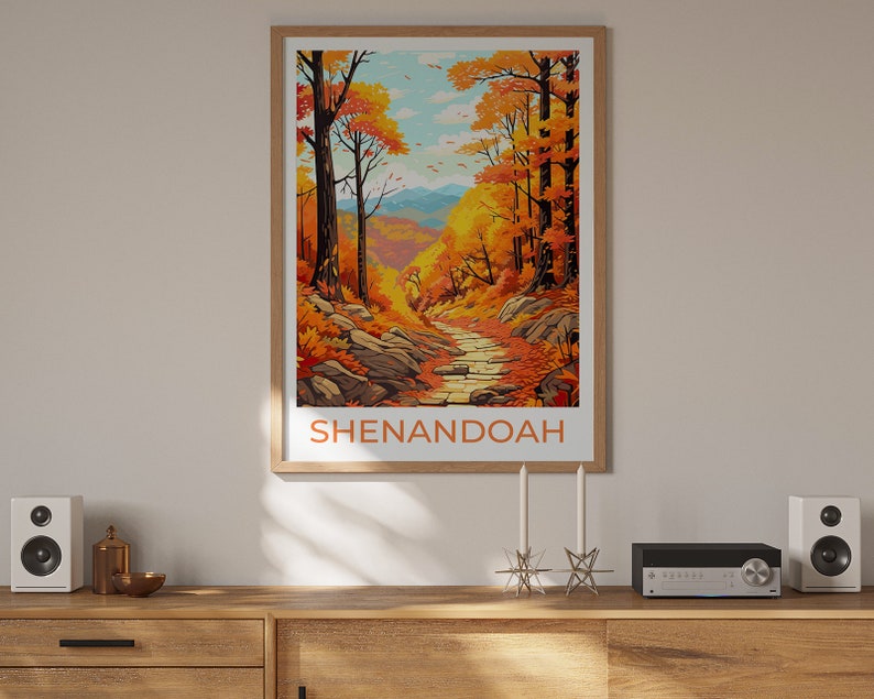 Affiche du parc national de Shenandoah, art mural de Shenandoah, impression de Shenandoah, affiche de voyage de Shenandoah, affiche de nature, art d'affiche, décoration murale