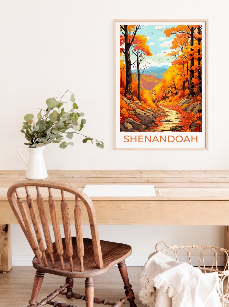 Affiche du parc national de Shenandoah, art mural de Shenandoah, impression de Shenandoah, affiche de voyage de Shenandoah, affiche de nature, art d'affiche, décoration murale
