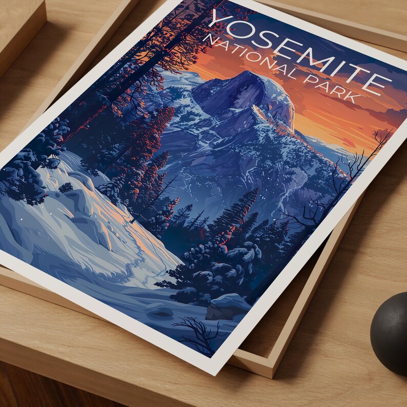 Yosemite National Park Travel Print, California Poster, Half Dome Wall Art, Yosemite Poster, Home Decor, Birthday Gift