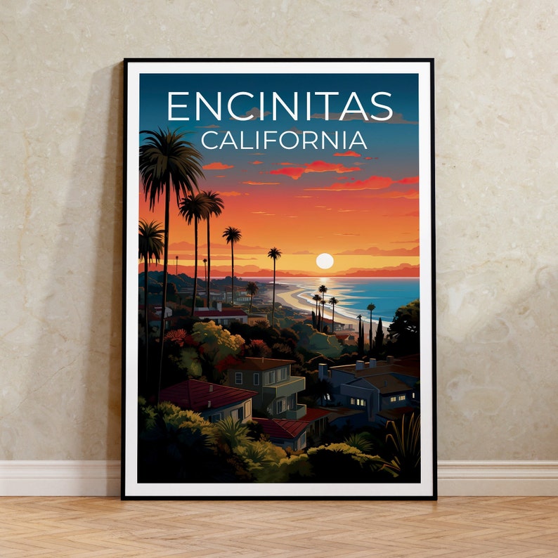 Encinitas Travel Poster, California Wall Art, California Print, Encinitas Poster, California Poster, City Poster, Encinitas Art