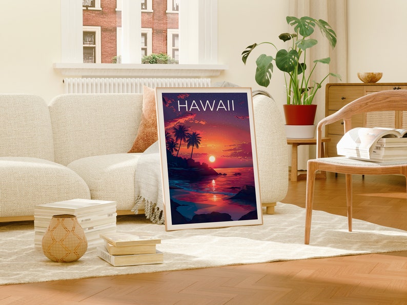 Hawaii Poster, Hawaii Print, Tropical Island Poster, Palm Trees Print, Hawaii Travel Poster, Hawaii Art, Hawaii Gift
