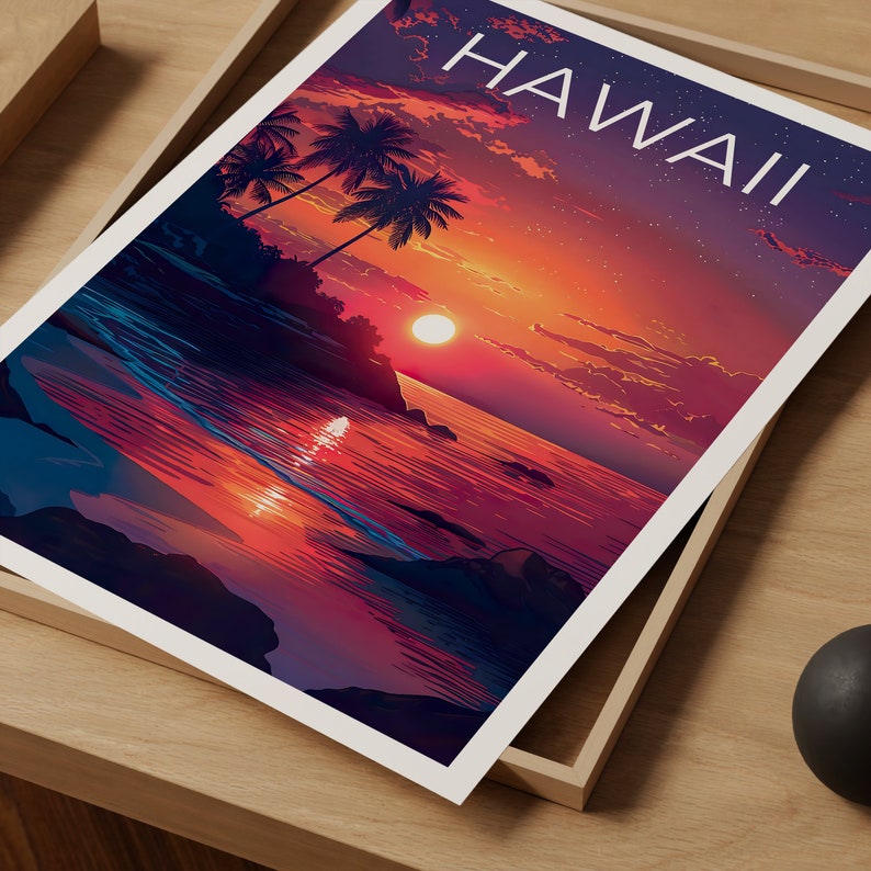 Hawaii Poster, Hawaii Print, Tropical Island Poster, Palm Trees Print, Hawaii Travel Poster, Hawaii Art, Hawaii Gift