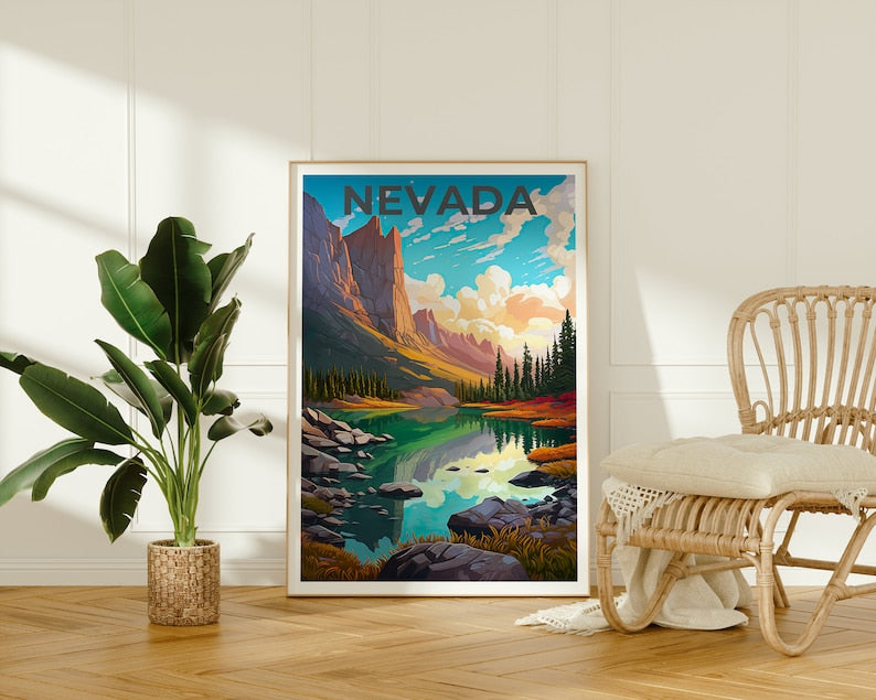 Affiche du Nevada, Impression du Nevada, Affiche du Grand Bassin, Impression du Grand Bassin, Affiche de voyage du Nevada, Art du lac, Art du Nevada