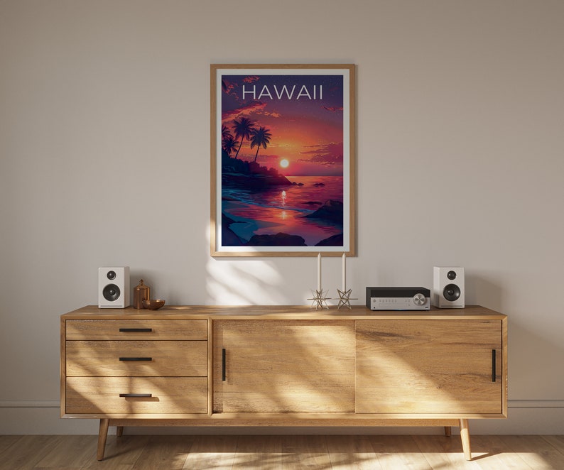 Hawaii Poster, Hawaii Print, Tropical Island Poster, Palm Trees Print, Hawaii Travel Poster, Hawaii Art, Hawaii Gift