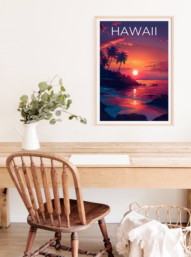 Hawaii Poster, Hawaii Print, Tropical Island Poster, Palm Trees Print, Hawaii Travel Poster, Hawaii Art, Hawaii Gift