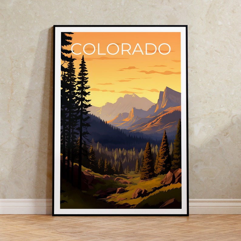 Colorado Travel Poster, Mountain Wall Art, Mountain Print, Colorado Poster, Rockies Poster, Mountain Poster, Colorado Print