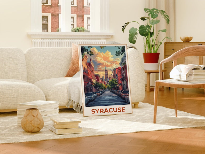 Syracuse Poster, New York Travel Print, City Wall Art, Cityscape Illustration, Landscape Poster, Scenic Wall Art, Home Decor, Birthday Gift