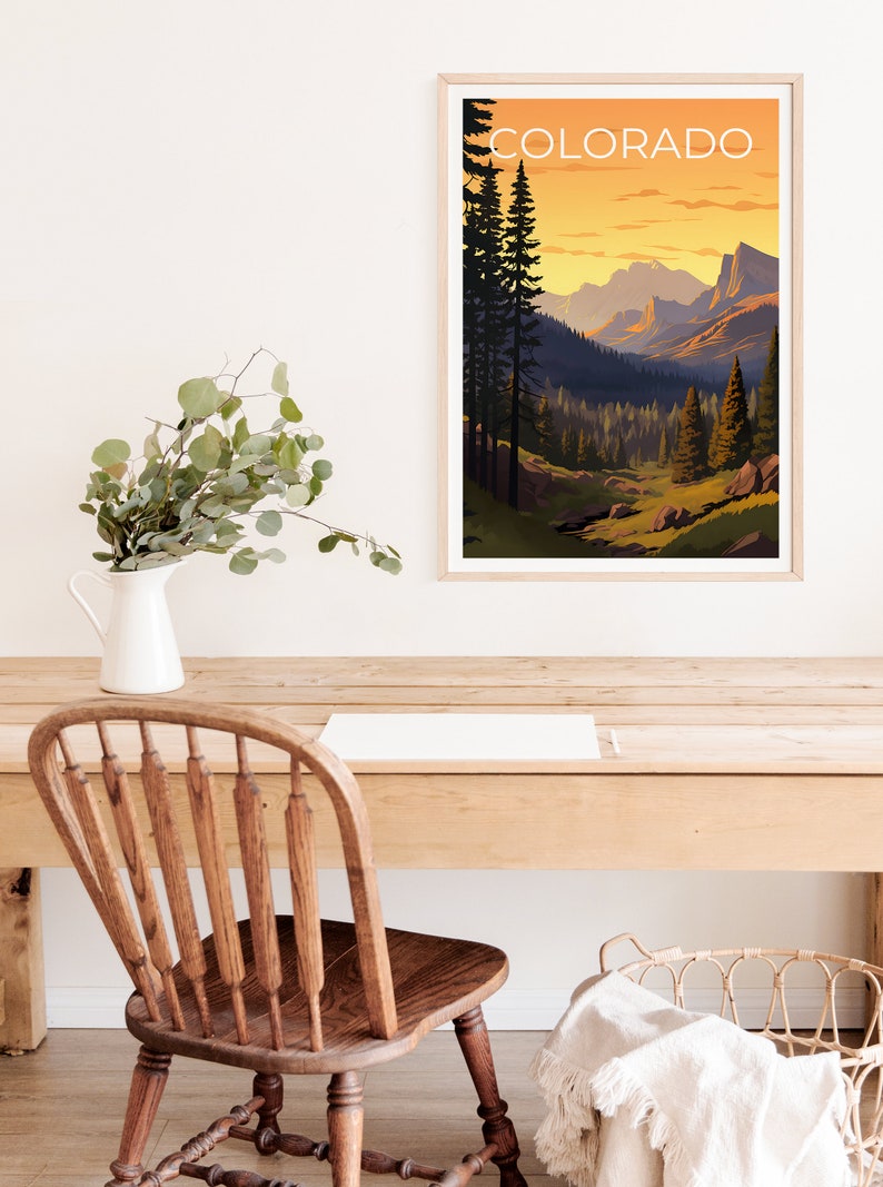 Affiche de voyage du Colorado, art mural de montagne, impression de montagne, affiche du Colorado, affiche des Rocheuses, affiche de montagne, impression du Colorado