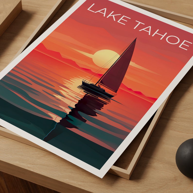 Lake Tahoe Travel Poster, California Wall Art, California Print, Lake Tahoe Poster, California Poster, Lake Poster, Lake Tahoe Print