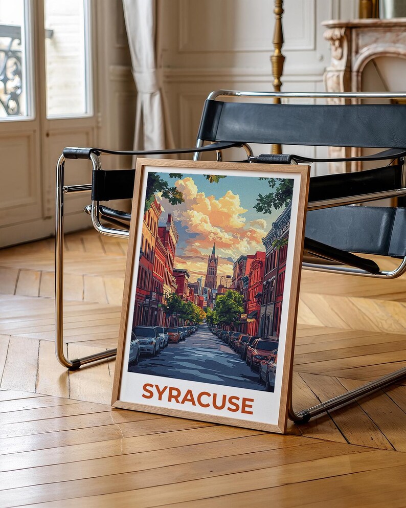 Syracuse Poster, New York Travel Print, City Wall Art, Cityscape Illustration, Landscape Poster, Scenic Wall Art, Home Decor, Birthday Gift