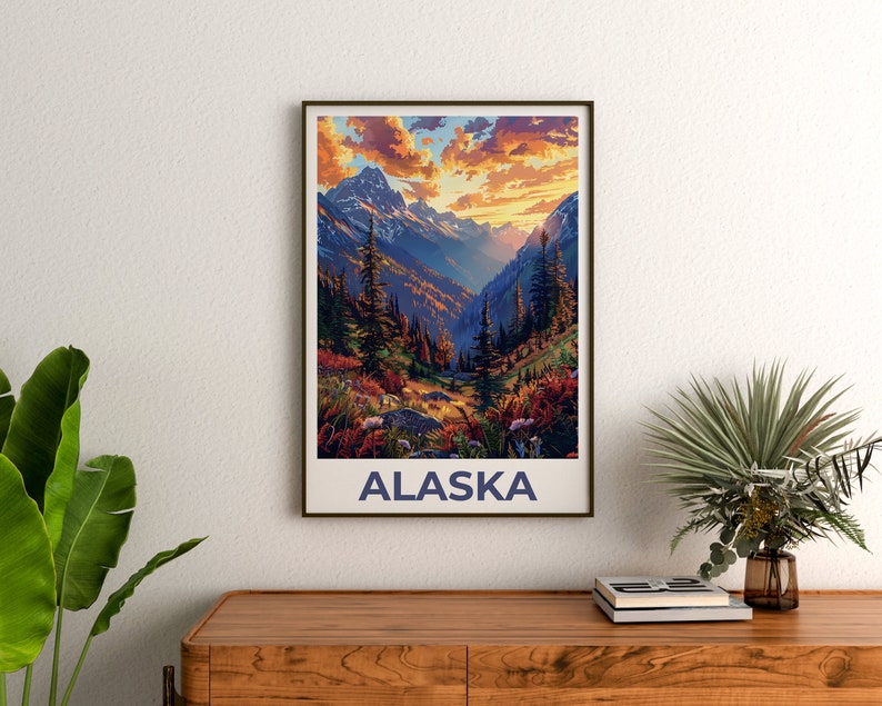 Alaska Poster, Alaska Print, Mountain Poster, Wilderness Print, Alaska Travel Poster, Forest Poster, Alaska Art